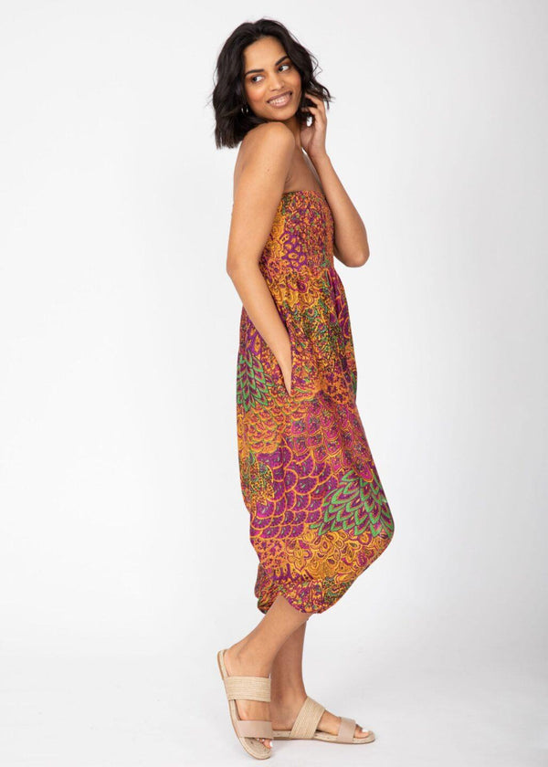 Likemary Convertible Harem Pants Into Cropped Jumpsuit – Fuchsia Pink