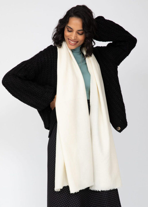 Likemary Cream Merino Wool Pashmina Scarf - Handwoven