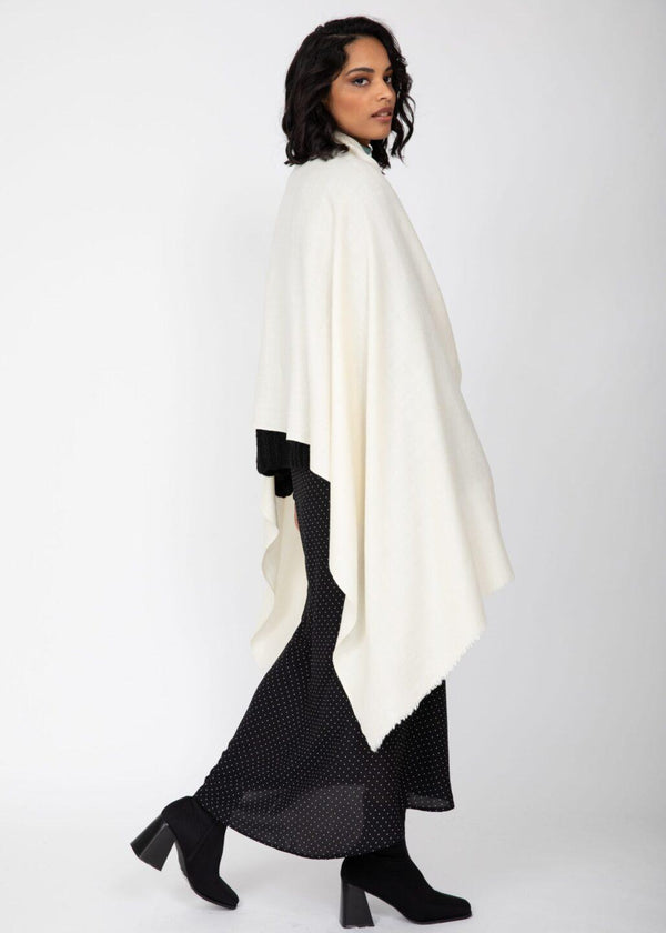 Likemary Cream Merino Wool Pashmina Scarf - Handwoven