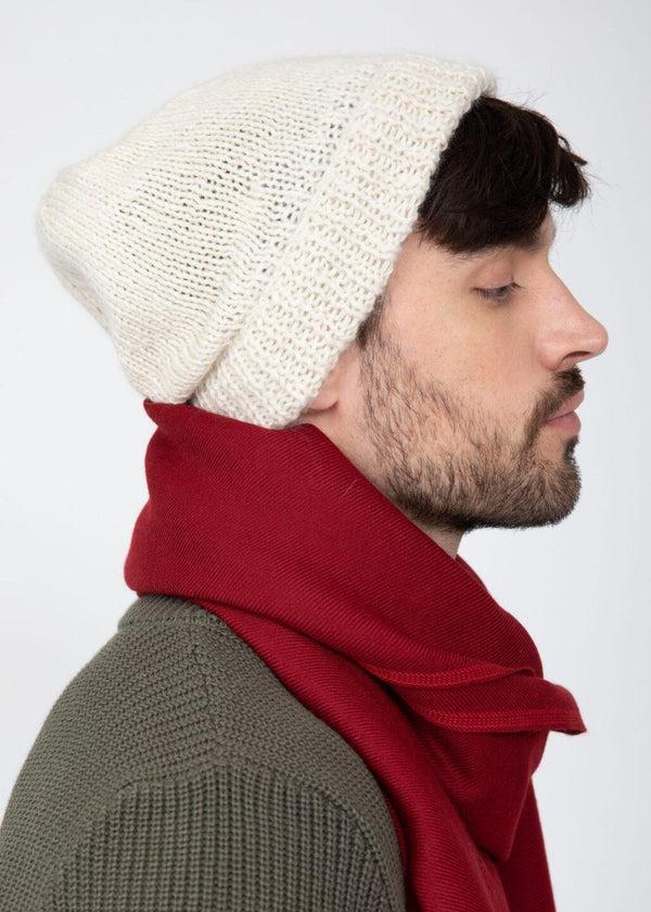 Likemary Cream Merino Wool Slouchy Beanie Men - Ethically Handmade