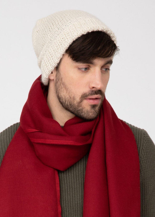 Likemary Cream Merino Wool Slouchy Beanie Men - Ethically Handmade