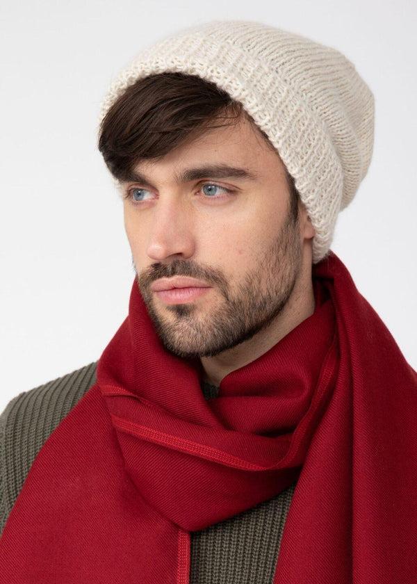 likemary Cream Merino Wool Slouchy Beanie Men - Ethically Handmade