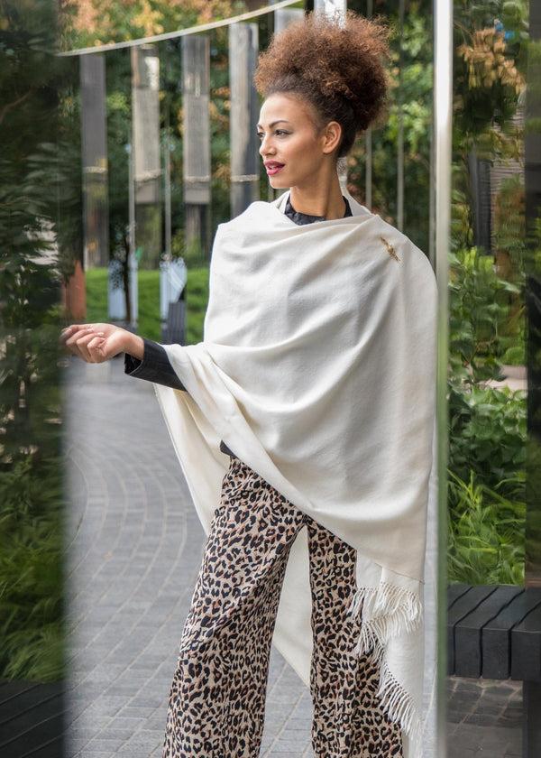 Likemary Cream Pashmina Shawl – Oversized Merino Wool Blanket Scarf