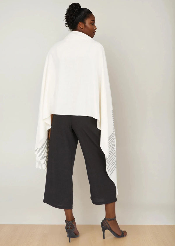 Likemary Cream Zebra Merino Wool Pashmina Stole - Handwoven Zebra Motif