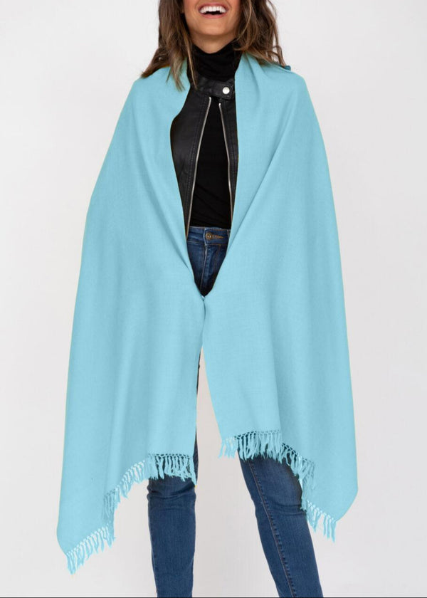 Likemary Crystal Blue Wool Shawl For Women – Handwoven Merino Stole