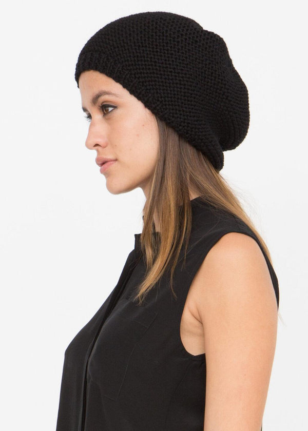 likemary Ethically Handmade Merino Wool Slouch Beret in Black