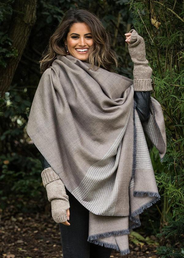 Likemary Ethically Made Merino Wool Long Fingerless Gloves In Mocha Brown