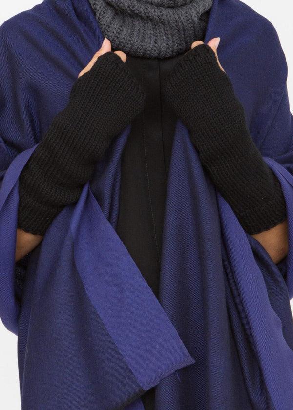 Likemary Ethically Made Merino Wool Long Fingerless Gloves In Black