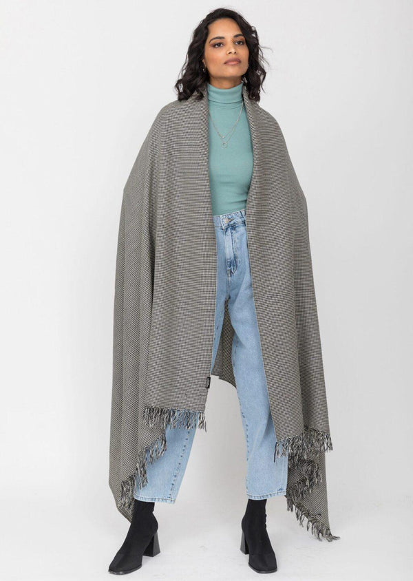 Likemary Extra Oversized Merino Wool Blanket Scarf – Houndstooth