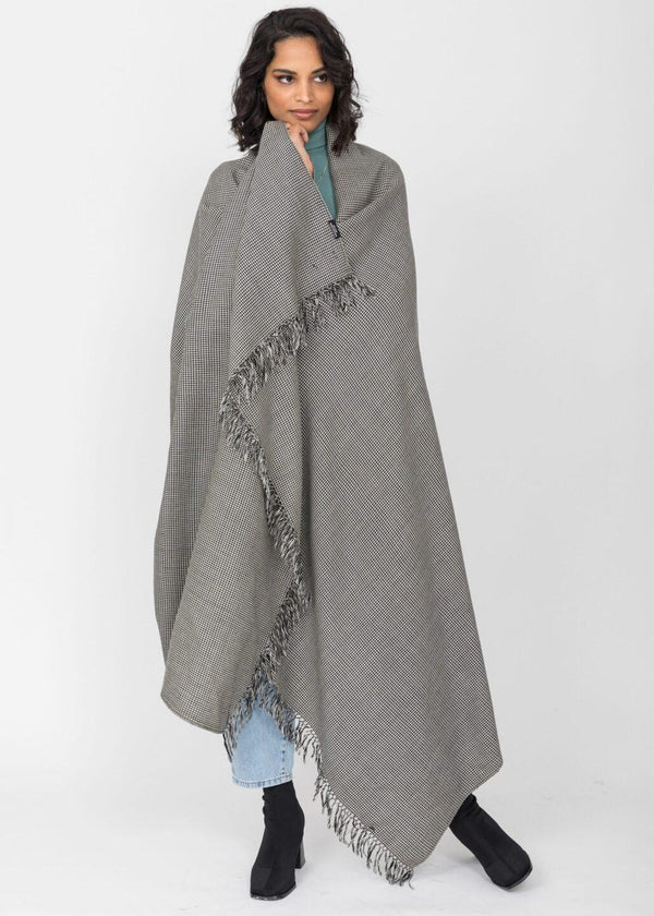 likemary Extra Oversized Merino Wool Blanket Scarf – Houndstooth