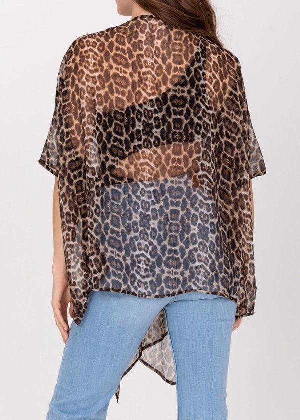 Likemary Floaty Sheer Kimono Cover Up In Sexy Leopard Print
