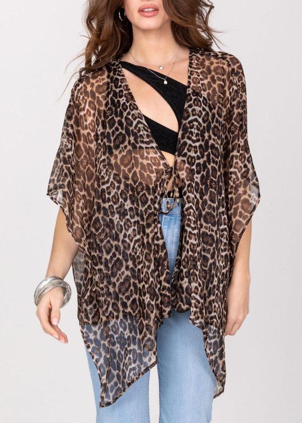 likemary Floaty Sheer Kimono Cover Up in Sexy Leopard Print
