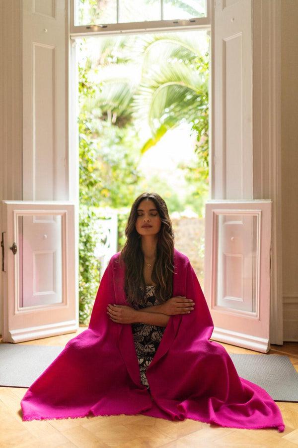 Likemary Fuchsia Pink Shawl – Oversized Merino Blanket Scarf