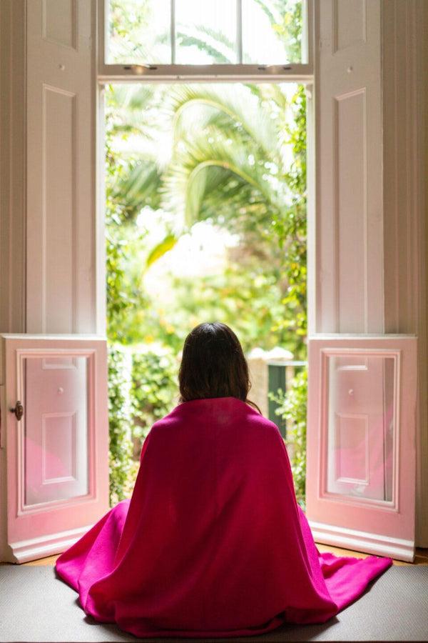 Likemary Fuchsia Pink Shawl – Oversized Merino Blanket Scarf