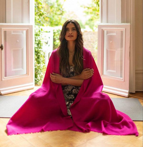 likemary Fuchsia Pink Shawl – Oversized Merino Blanket Scarf