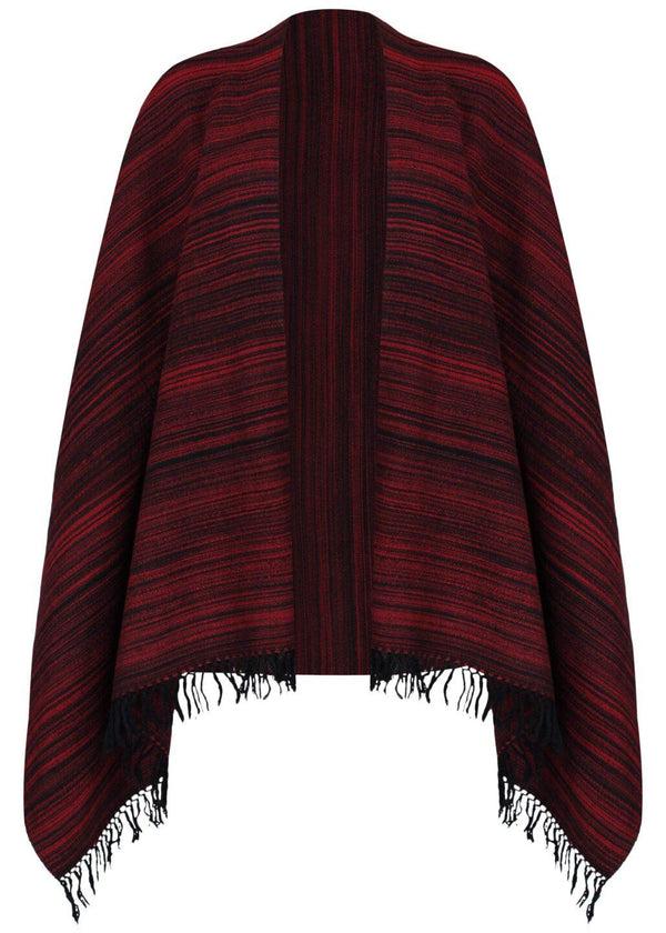 Likemary Handspun Merino Wool Oversized Mens Blanket Scarf In Stripes Red