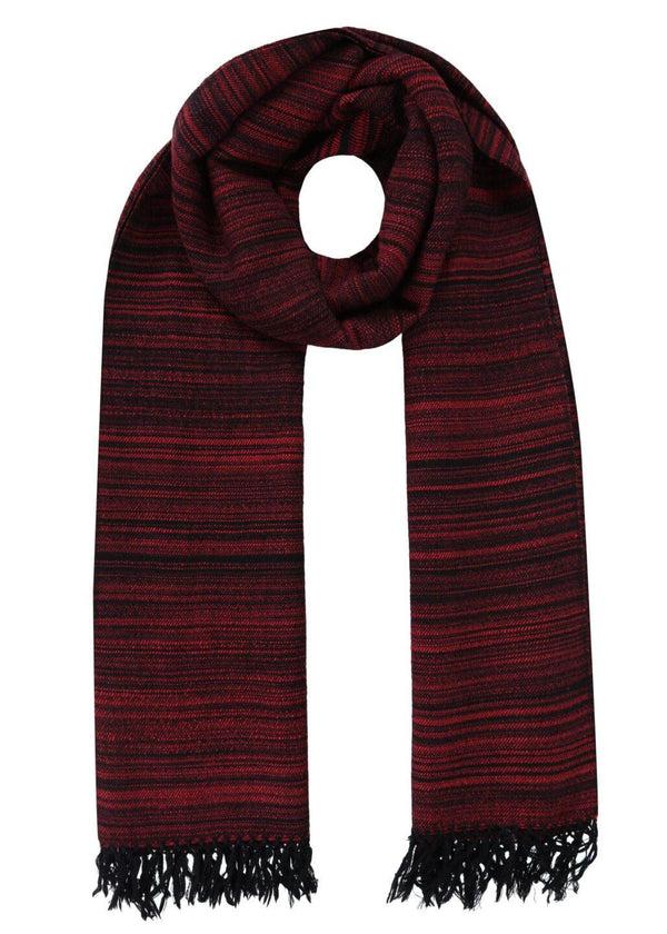 likemary Handspun Merino Wool Oversized Mens Blanket Scarf in Stripes Red