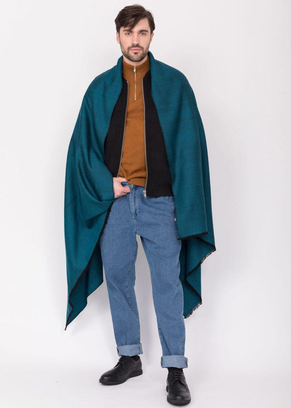 Likemary Handwoven Oversize Scarf In Teal Twill Mix Weave 100 X 200cm