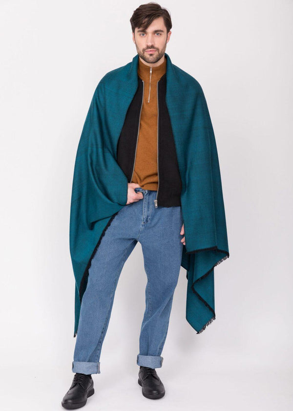 likemary Handwoven Oversize Scarf in Teal Twill Mix Weave 100 X 200cm