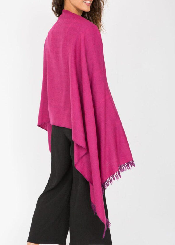 Likemary Herringbone Scarf - Handwoven Merino Wool Wrap Fuchsia Pink