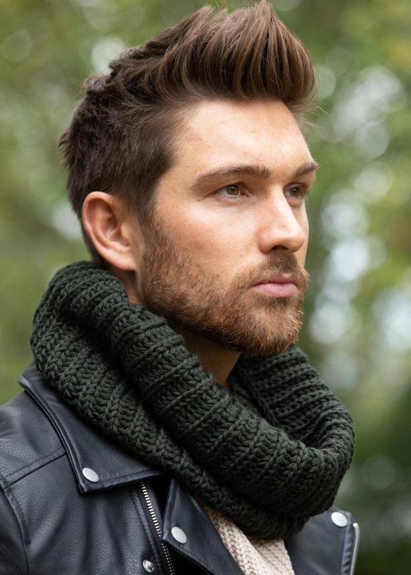 Likemary Infinity Snood Scarf Merino Wool Camo Green