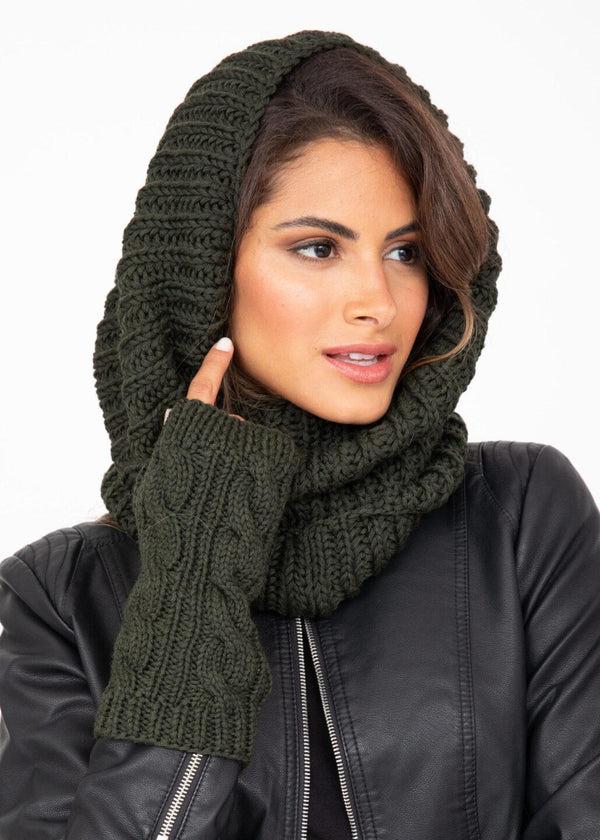 likemary Infinity Snood Scarf Merino Wool Camo Green