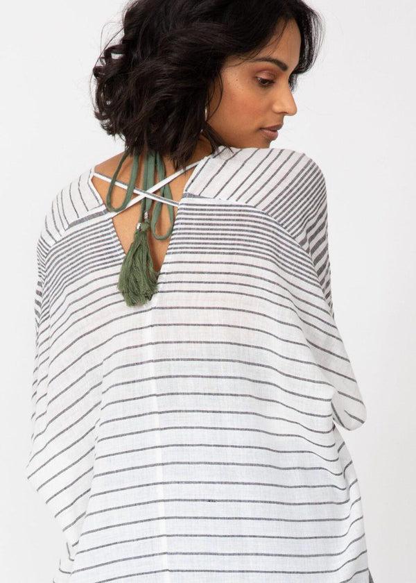 Likemary Kimono Cover Cover Up With Tassel Fringe In Stripes