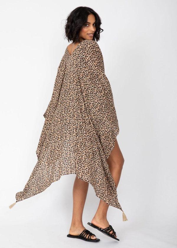 Likemary Leopard Print Convertible Kimono Into Scarf