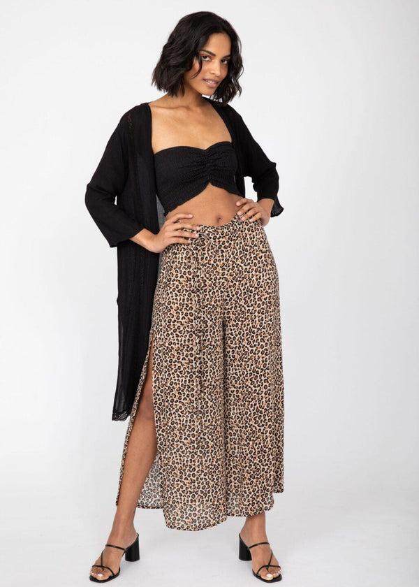 Likemary Leopard Print Elastic Waist Summer Trousers
