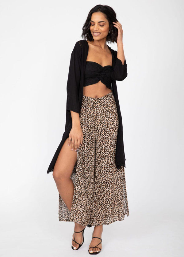 Likemary Leopard Print Elastic Waist Summer Trousers