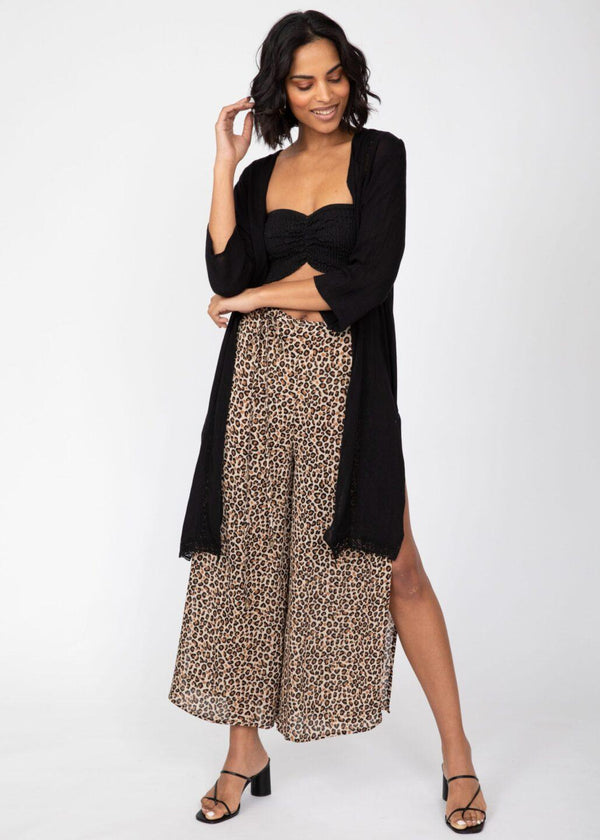 Likemary Leopard Print Elastic Waist Summer Trousers