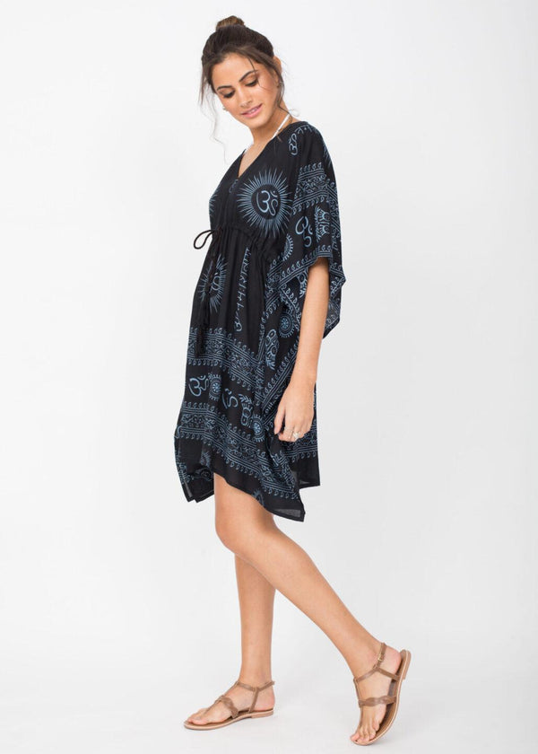Likemary Beach Cover Up Kaftan In Om Print Black
