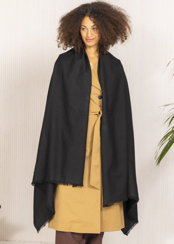 Likemary Black Shawl Scarf In Merino Wool