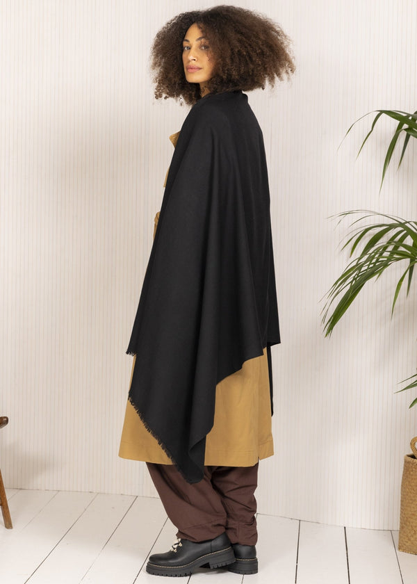 Likemary Black Shawl Scarf In Merino Wool