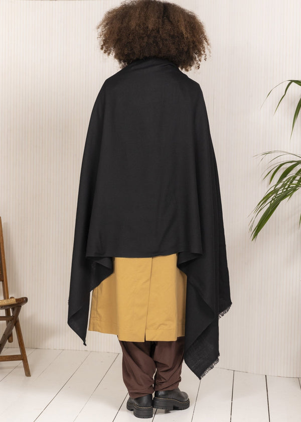 Likemary Black Shawl Scarf In Merino Wool