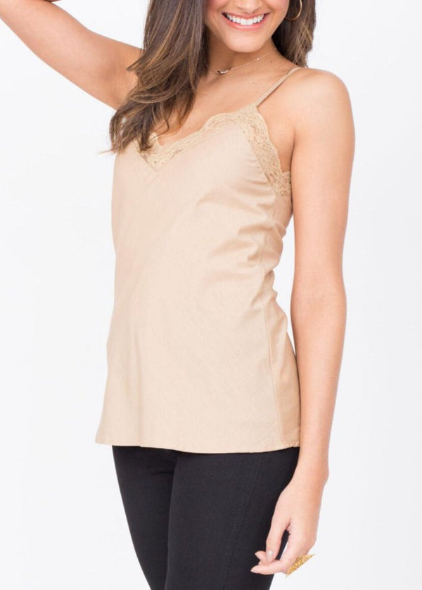 Likemary Cotton Silk Lace Camisole Cami Nude