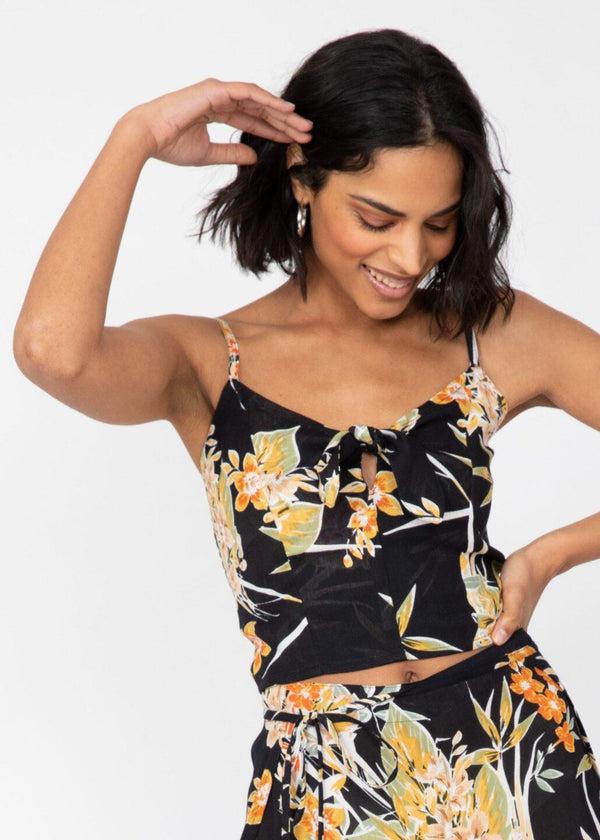 Likemary Floral Black Crop Top