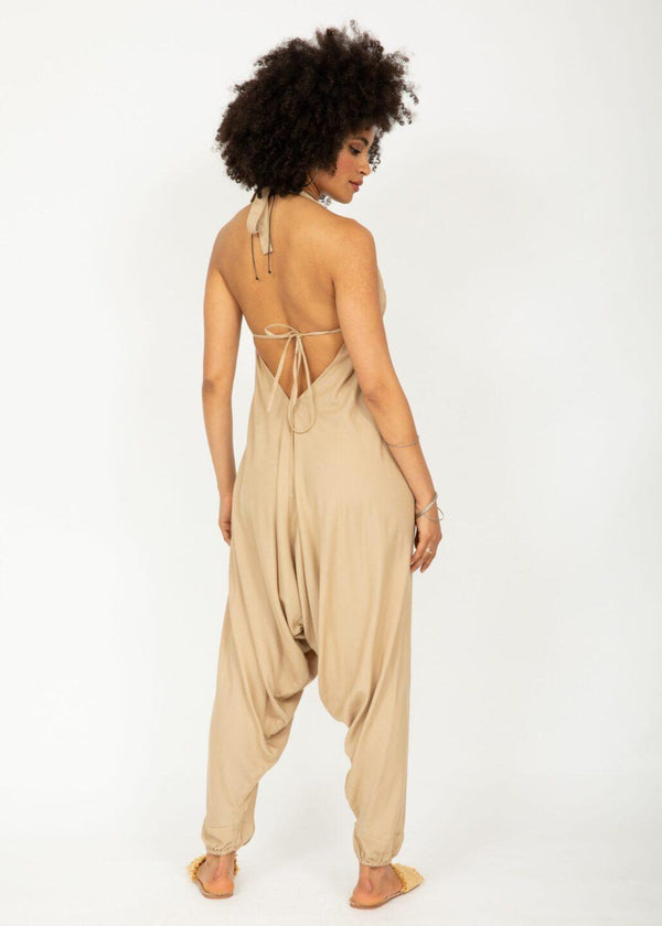 Likemary Halter Harem Jumpsuit Biscuit Beige