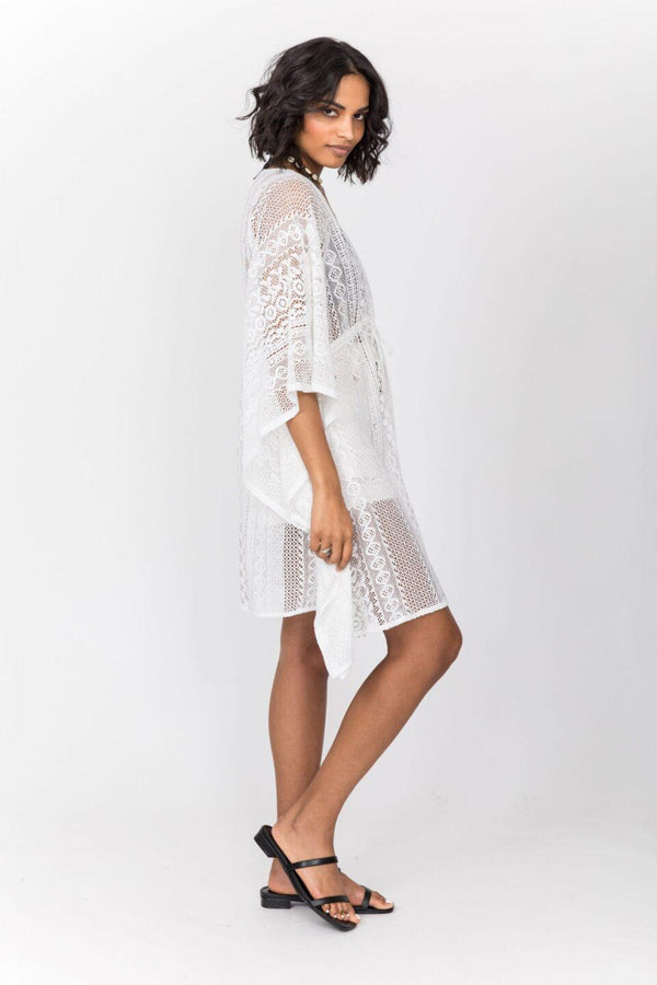 Likemary Kaftan Cover Up In White Cotton Lace
