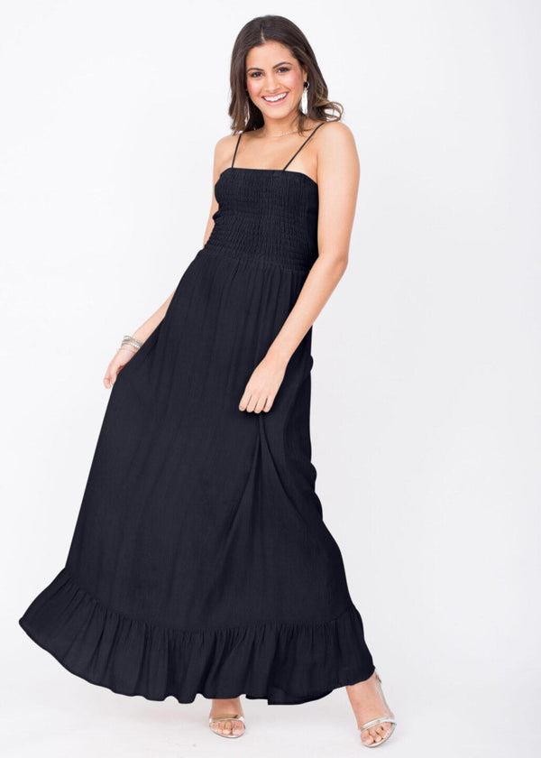 Likemary Maxi Dress Bandeau Tie Back Navy Blue