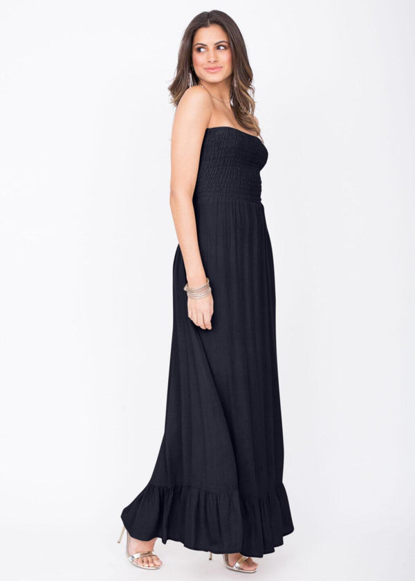 Likemary Maxi Dress Bandeau Tie Back Navy Blue