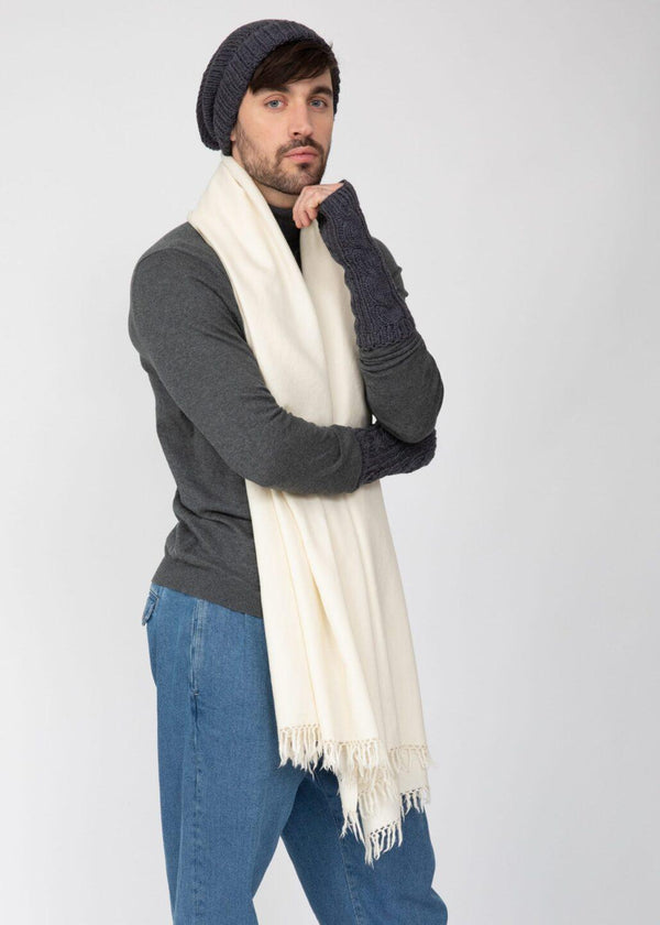 Likemary Men's Oversized Merino Wool Scarf Cream