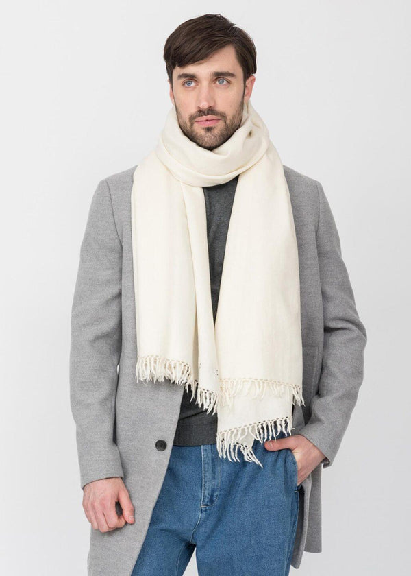 likemary Men's Oversized Merino Wool Scarf Cream