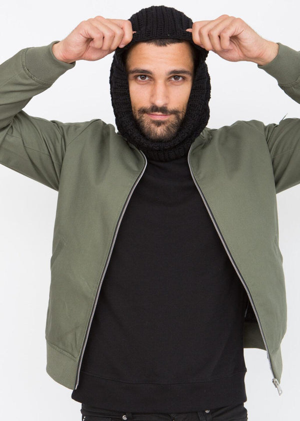 Likemary Merino Knitted Tube Snood Scarf Black