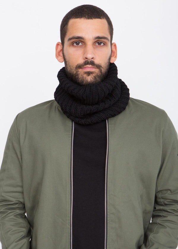 Likemary Merino Knitted Tube Snood Scarf Black