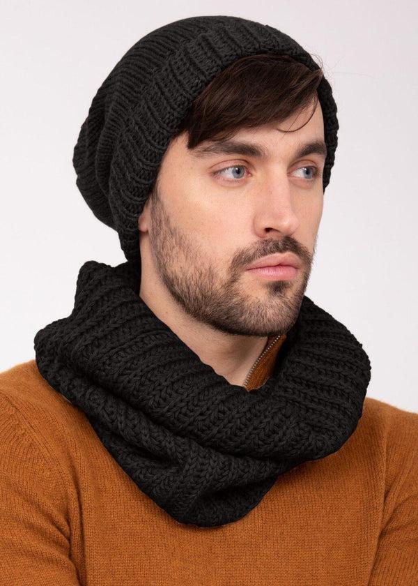 likemary Merino Knitted Tube Snood Scarf Black