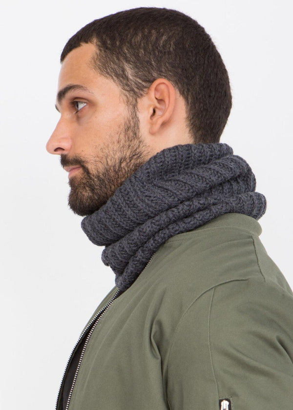 Likemary Merino Knitted Tube Snood Scarf Charcoal