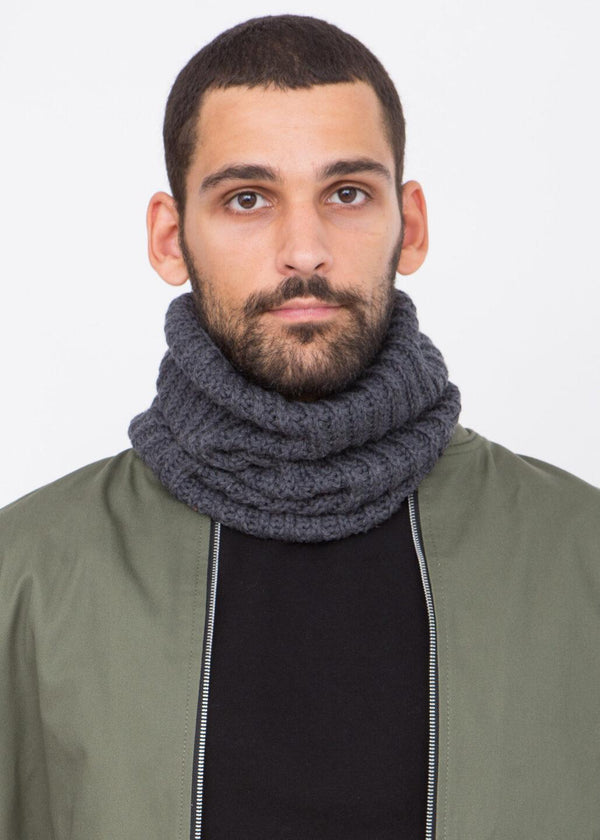 Likemary Merino Knitted Tube Snood Scarf Charcoal