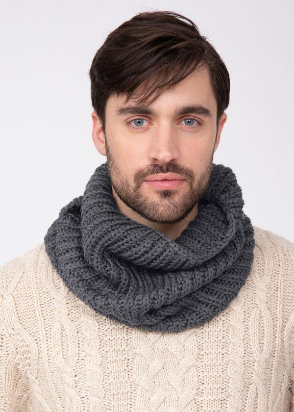 likemary Merino Knitted Tube Snood Scarf Charcoal