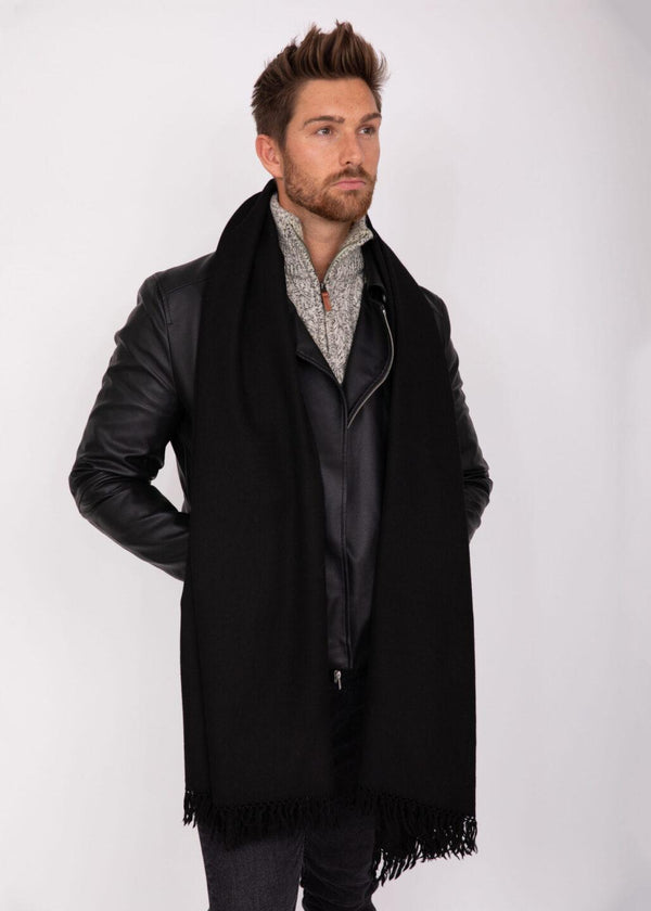 Likemary Oversized Merino Wool Scarf For Men Black